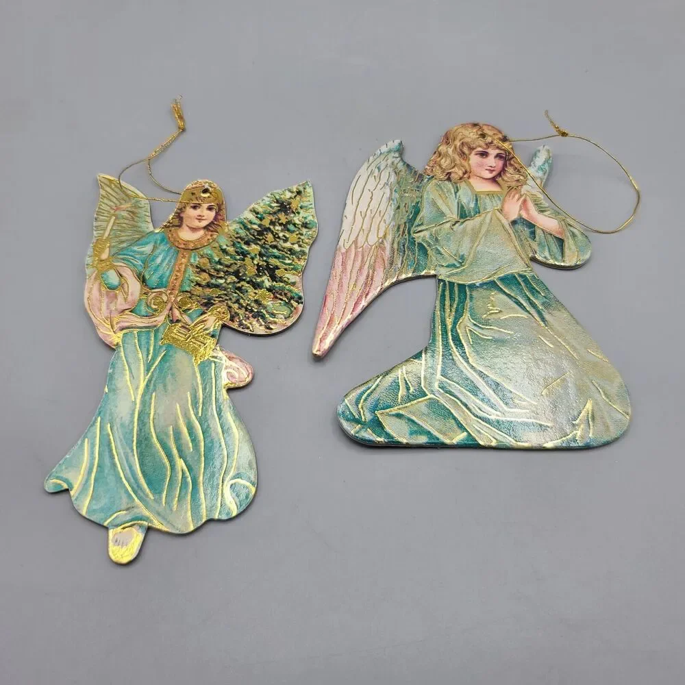 Merrimack Christmas Holiday Ornaments Die Cut Cardboard Angels Santa Lot Of 10
